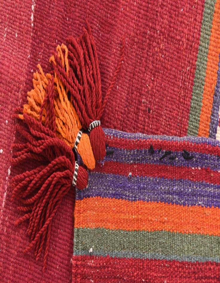 Detail image of  3' 7 x 3' 8  Hand Woven Kilim Afghan Wool Square Rug