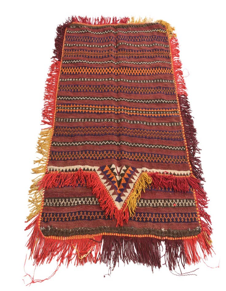 Detail image of  3' 1 x 4'  Hand Woven Kilim Fars Wool Square Rug