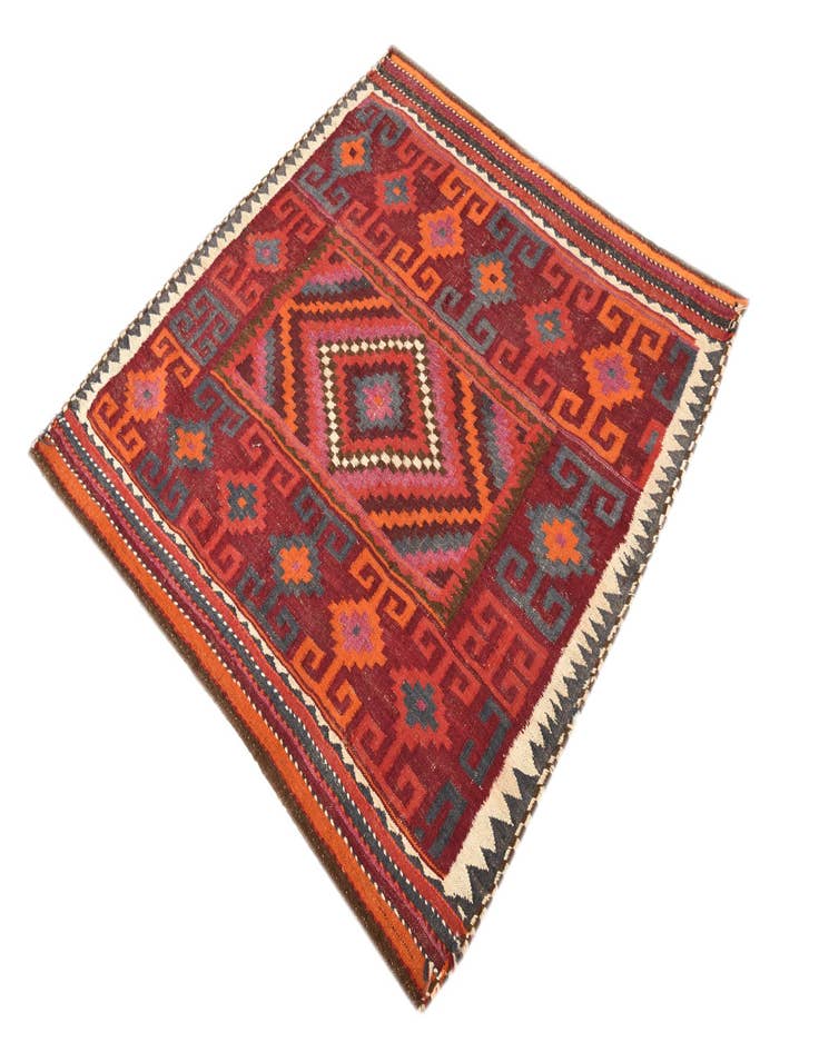 Detail image of  4' x 4' 3  Hand Woven Kilim Fars Wool Square Rug