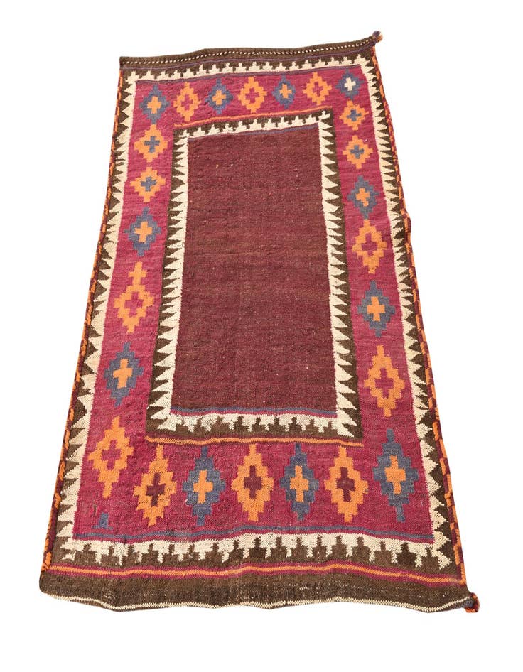 Detail image of  3' 8 x 4' 7  Hand Woven Kilim Fars Wool Square Rug