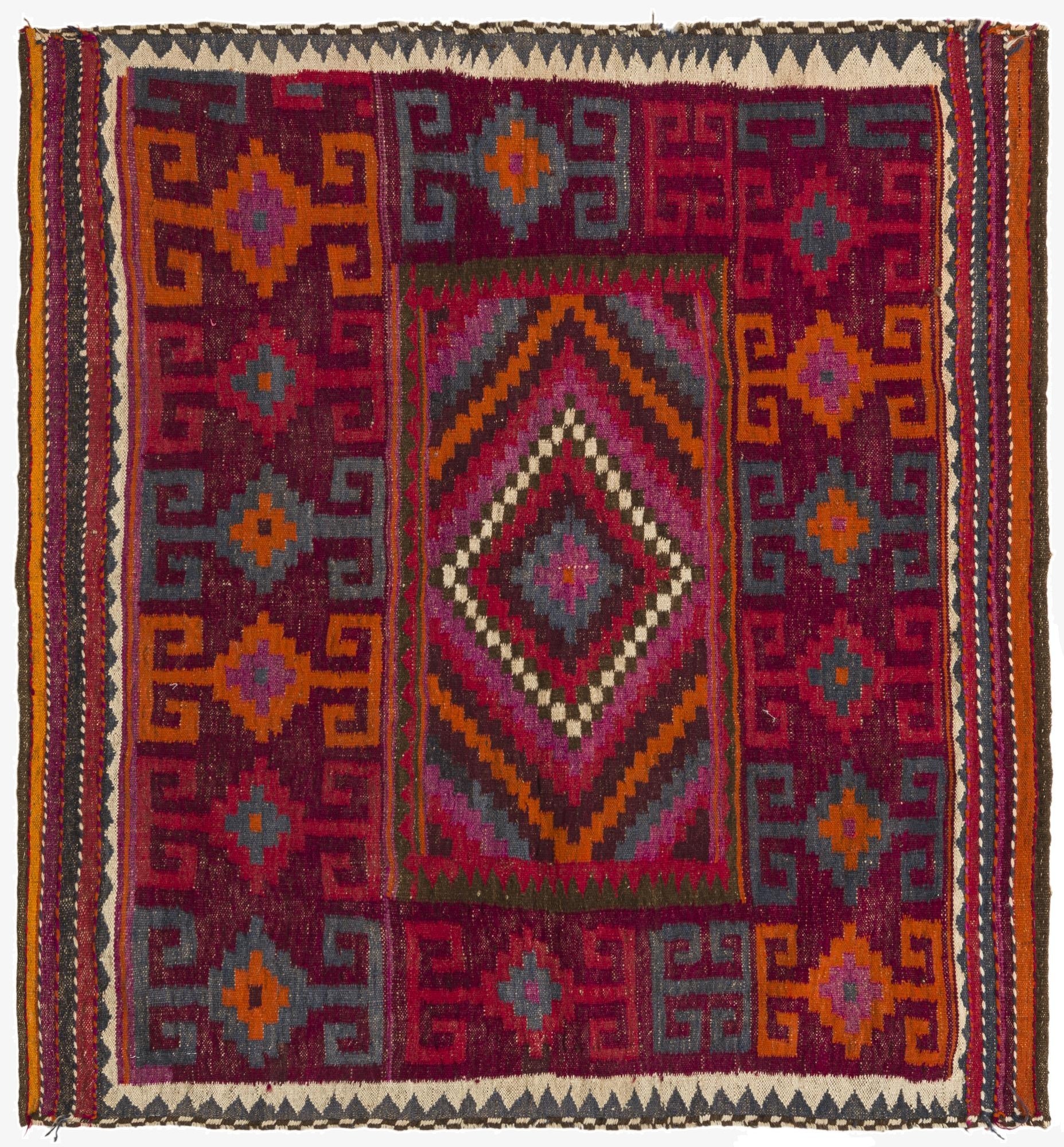  4' x 4' 3  Hand Woven Kilim Fars Wool Square Rug