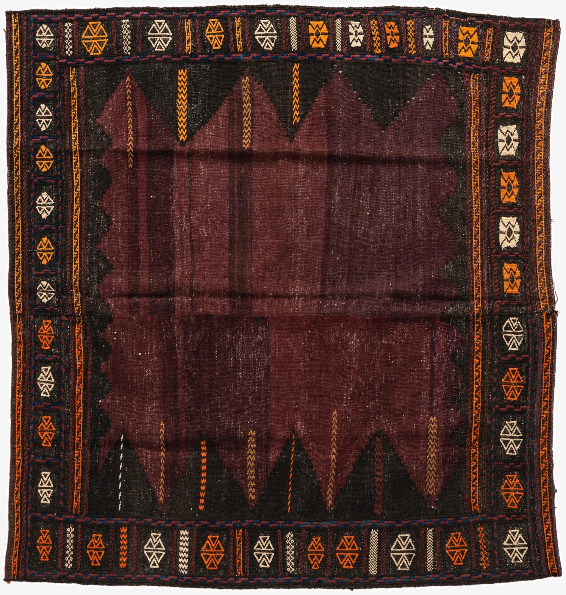  4' 2 x 4' 6  Hand Knotted Kilim Fars Persian Wool Square Rug