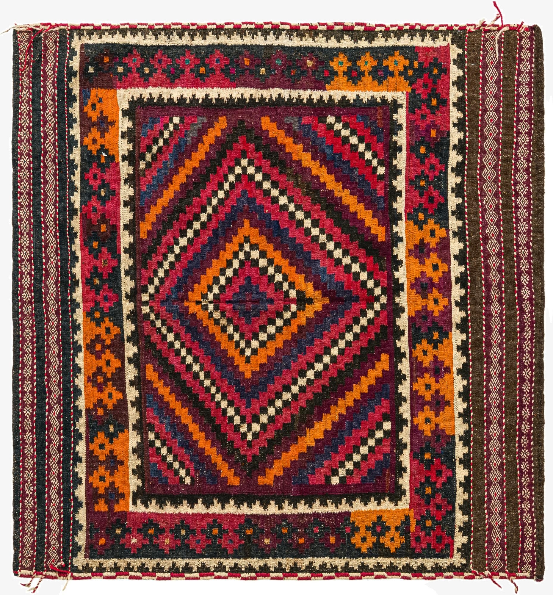  4' 5 x 4' 8  Hand Woven Kilim Fars Wool Square Rug