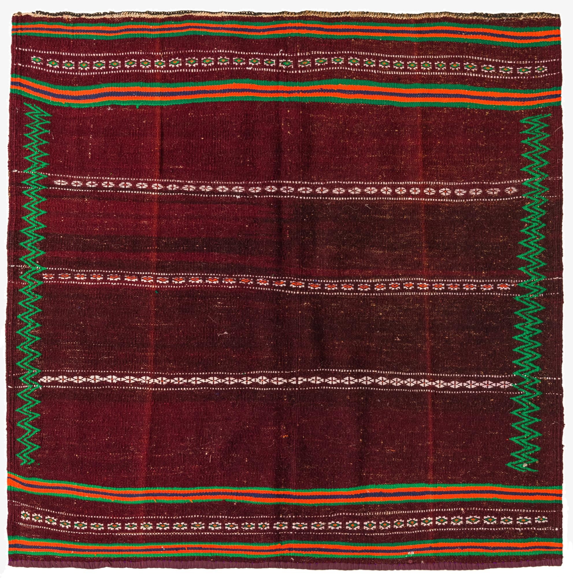  4' 2 x 4' 5  Hand Woven Kilim Fars Wool Square Rug