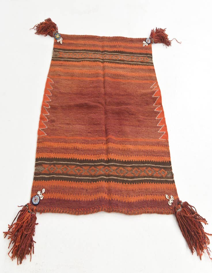 Detail image of  3' 2 x 3' 10  Hand Woven Kilim Maymana Wool Square Rug