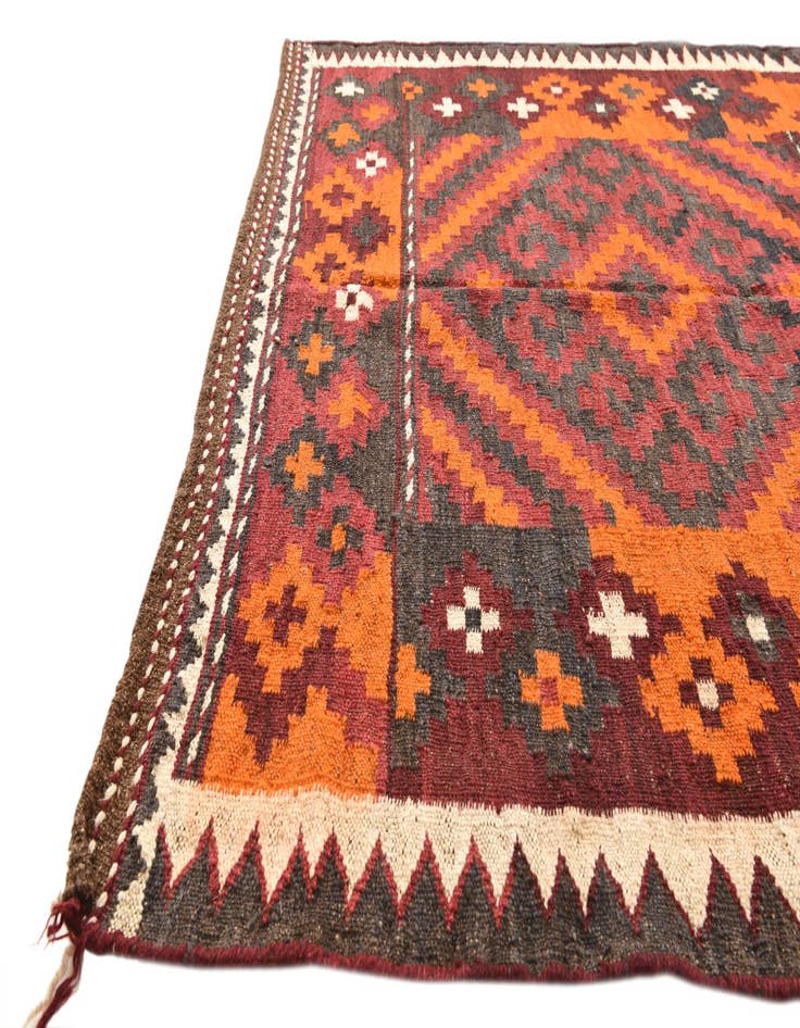 Detail image of  4' x 4' 3  Hand Woven Kilim Maymana Wool Square Rug