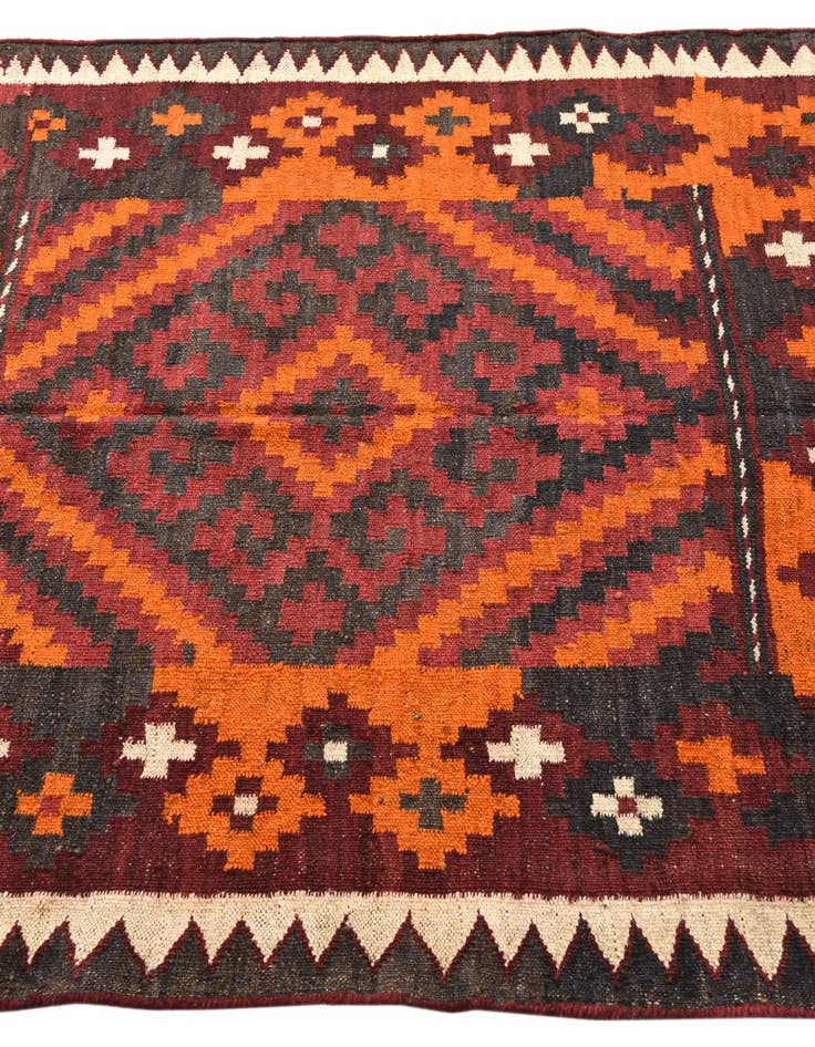 Detail image of  4' x 4' 3  Hand Woven Kilim Maymana Wool Square Rug