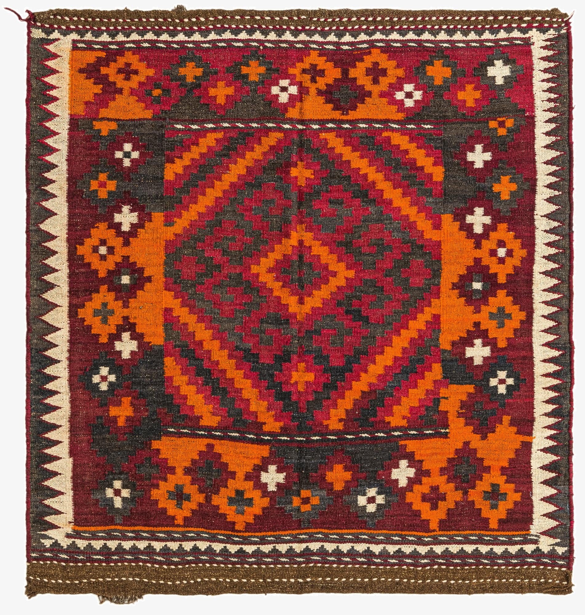  4' x 4' 3  Hand Woven Kilim Maymana Wool Square Rug