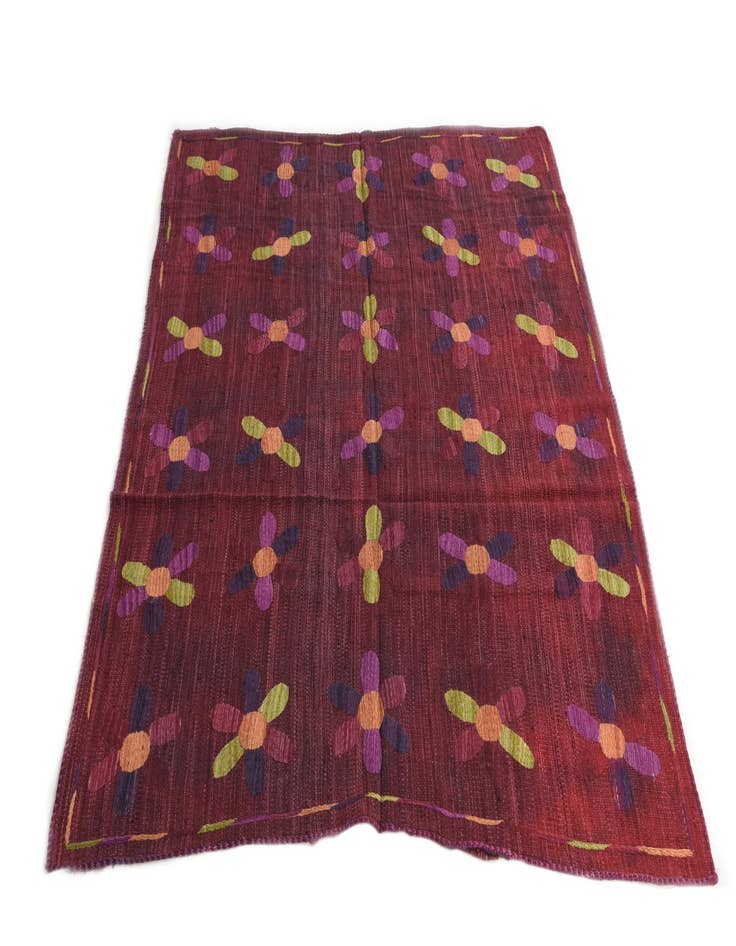 Detail image of  5' 4 x 6'  Hand Woven Kilim Suzani Wool Square Rug