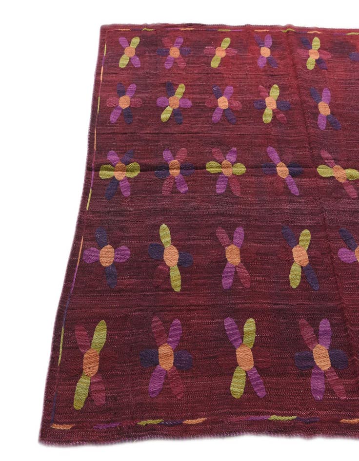 Detail image of  5' 4 x 6'  Hand Woven Kilim Suzani Wool Square Rug