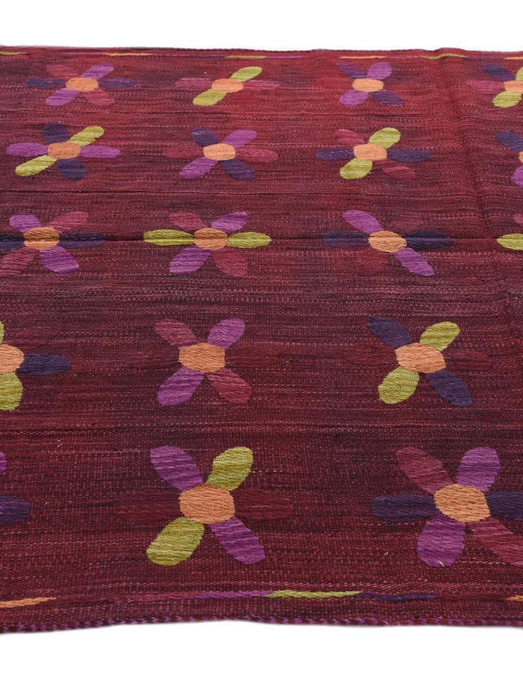 Detail image of  5' 4 x 6'  Hand Woven Kilim Suzani Wool Square Rug