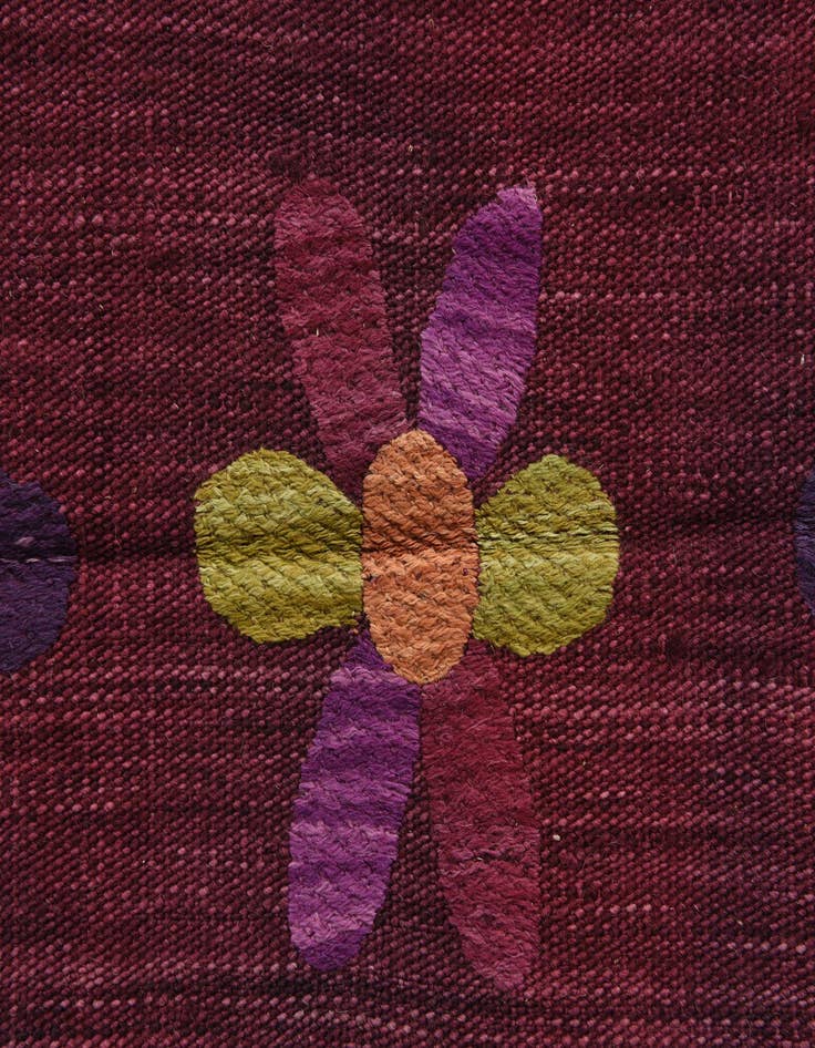 Detail image of  5' 4 x 6'  Hand Woven Kilim Suzani Wool Square Rug