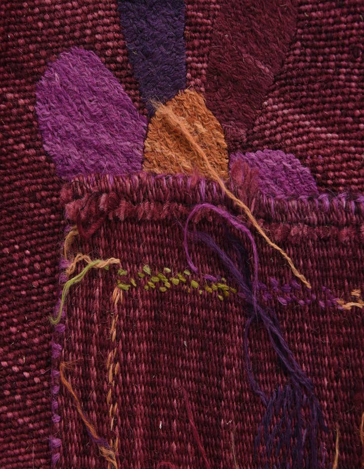 Detail image of  5' 4 x 6'  Hand Woven Kilim Suzani Wool Square Rug