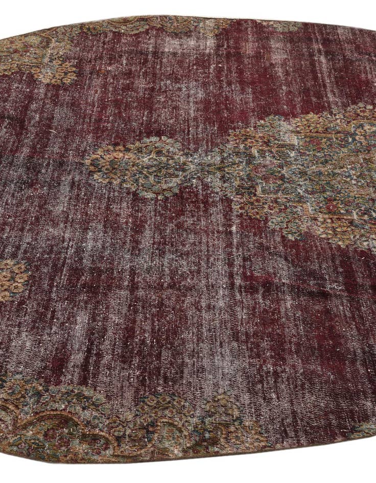 Detail image of  6' x 7'  Hand Knotted Ultra Vintage Persian Wool Square Rug