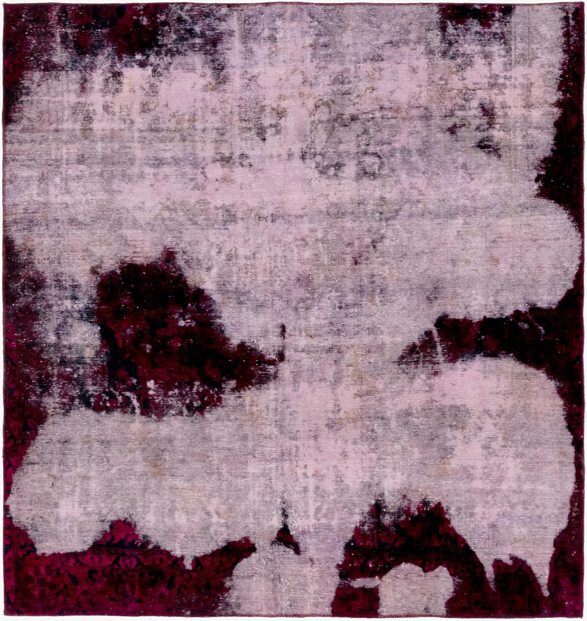  6' 8 x 6' 10  Hand Knotted Ultra Vintage Persian Wool Square Rug