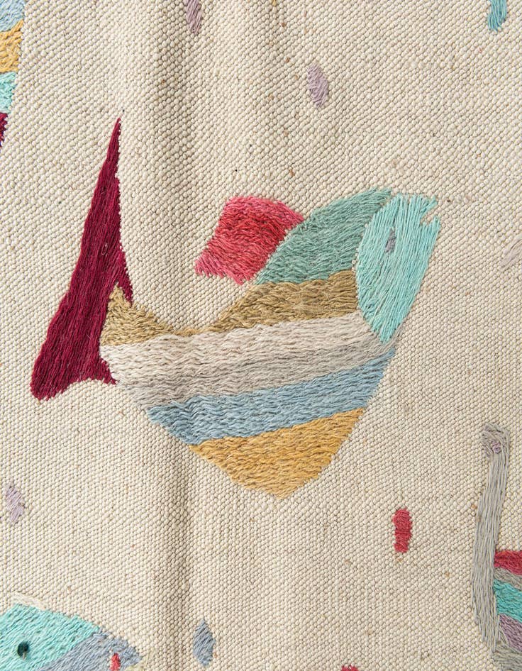 Detail image of  4' 2 x 6'  Hand Woven Kilim Suzani Wool Rug
