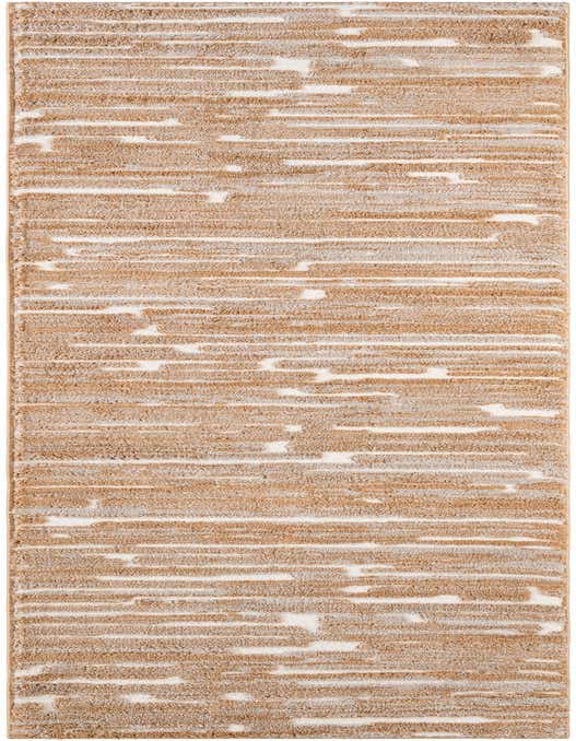 A 10 ft runner rug from the Sepia collection featuring a modern abstract pattern of textured brown and tan stripes on an ivory background, ideal for a hallway.