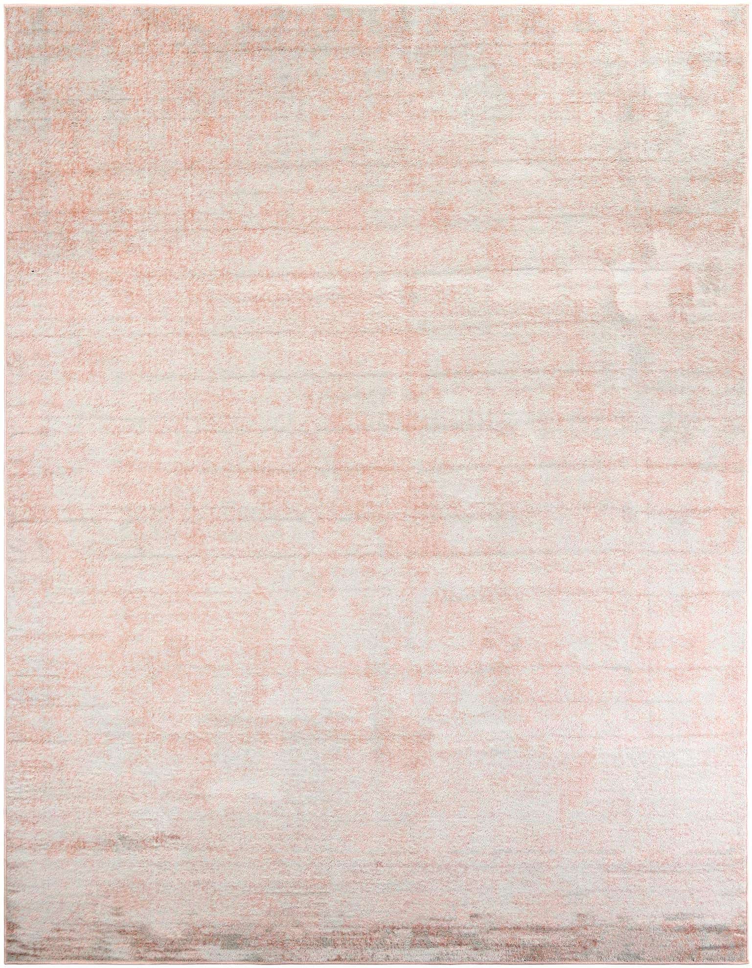 A 10x13 rectangular pink area rug with a subtle, distressed transitional pattern, suitable for a living room or office.