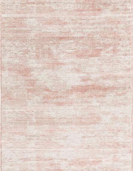 A 12 ft runner rug in shades of pink and cream with a distressed, minimalist pattern, ideal for a hallway.