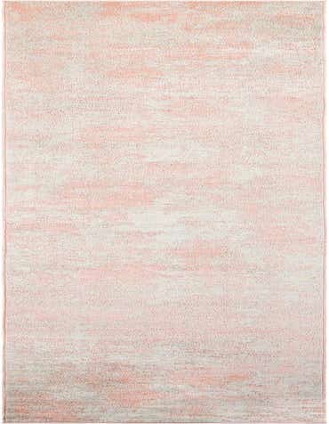 A 14 ft runner rug in shades of pink and white, featuring a transitional, vintage, and modern solid pattern, ideal for a hallway.