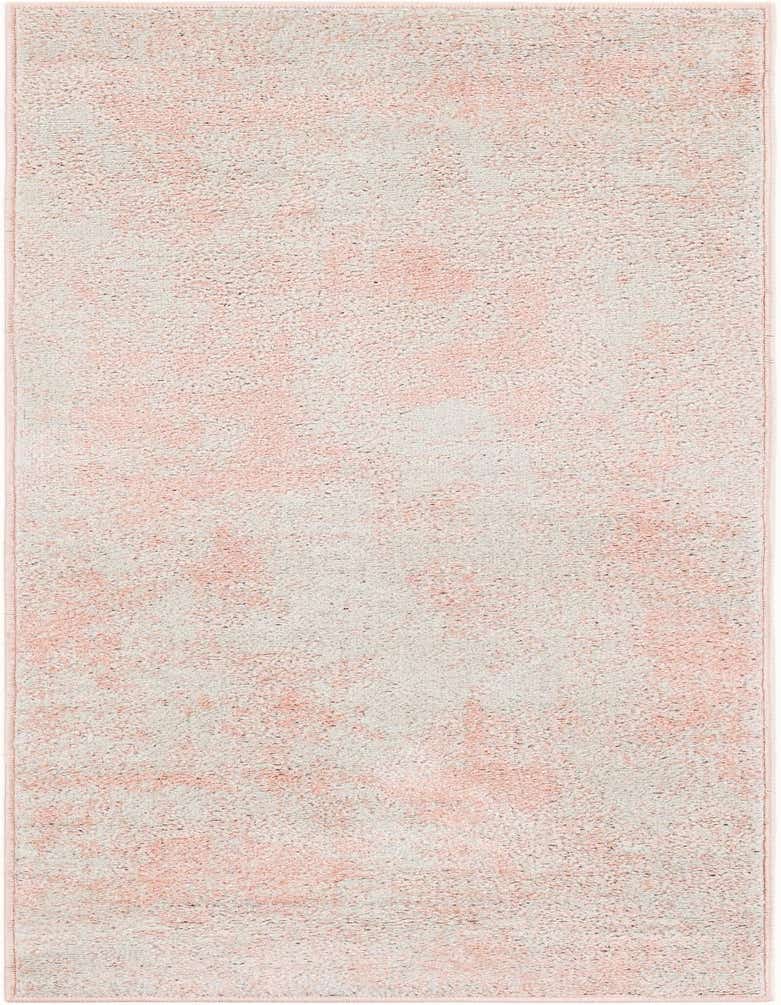 A 5 ft runner rug in shades of pink and cream, featuring a soft, transitional, solid pattern, ideal for a hallway.