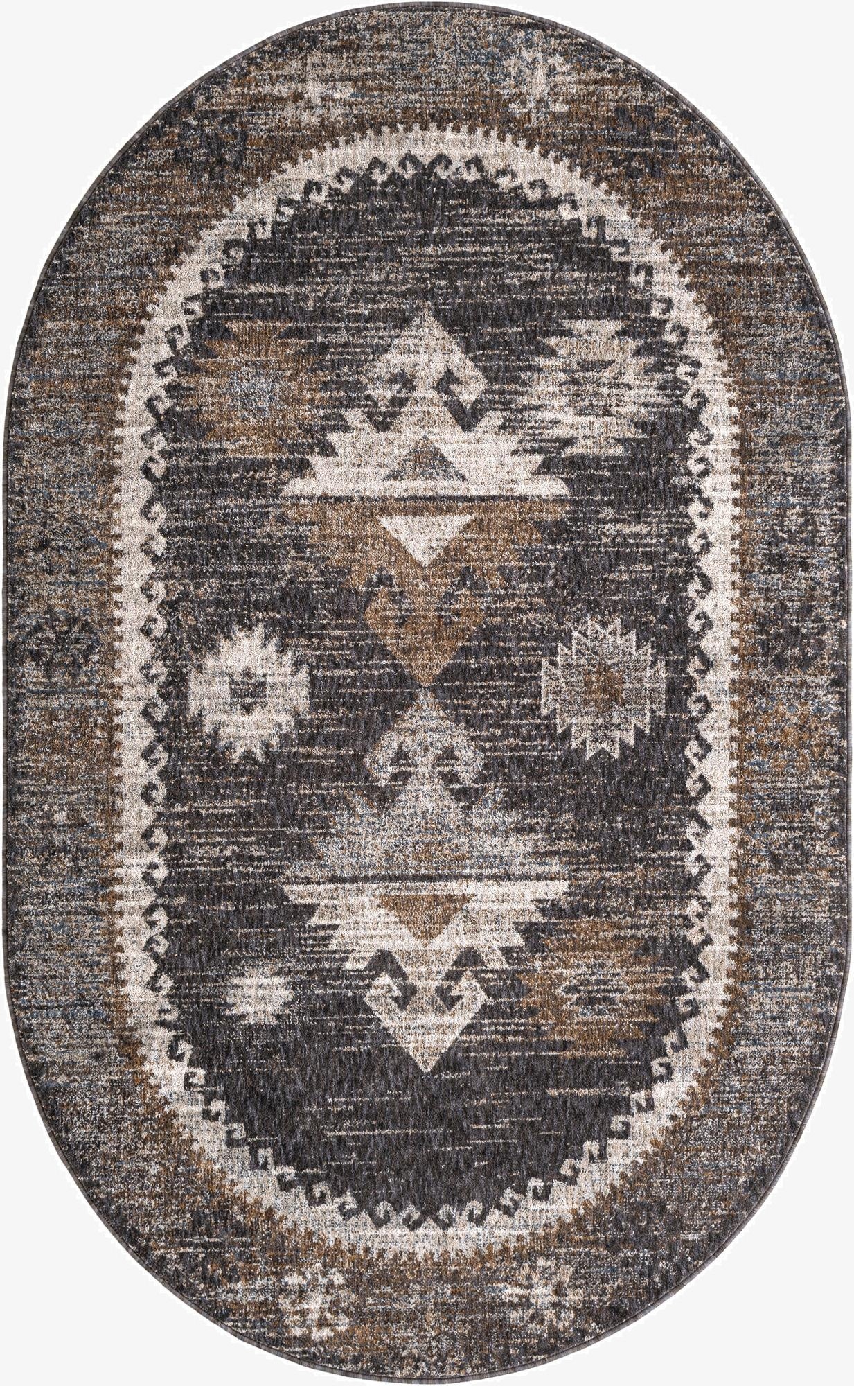 Primary image  5' 3 x 8' Eco Southwestern Oval Rug