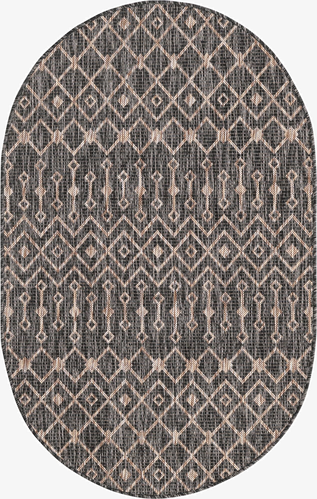  3' x 5' 3  Washable Lattice Indoor / Outdoor Oval Rug