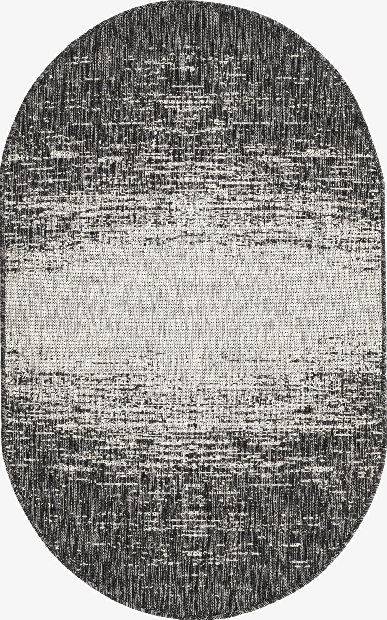  3' x 5' 3  Washable Modern Indoor / Outdoor Oval Rug