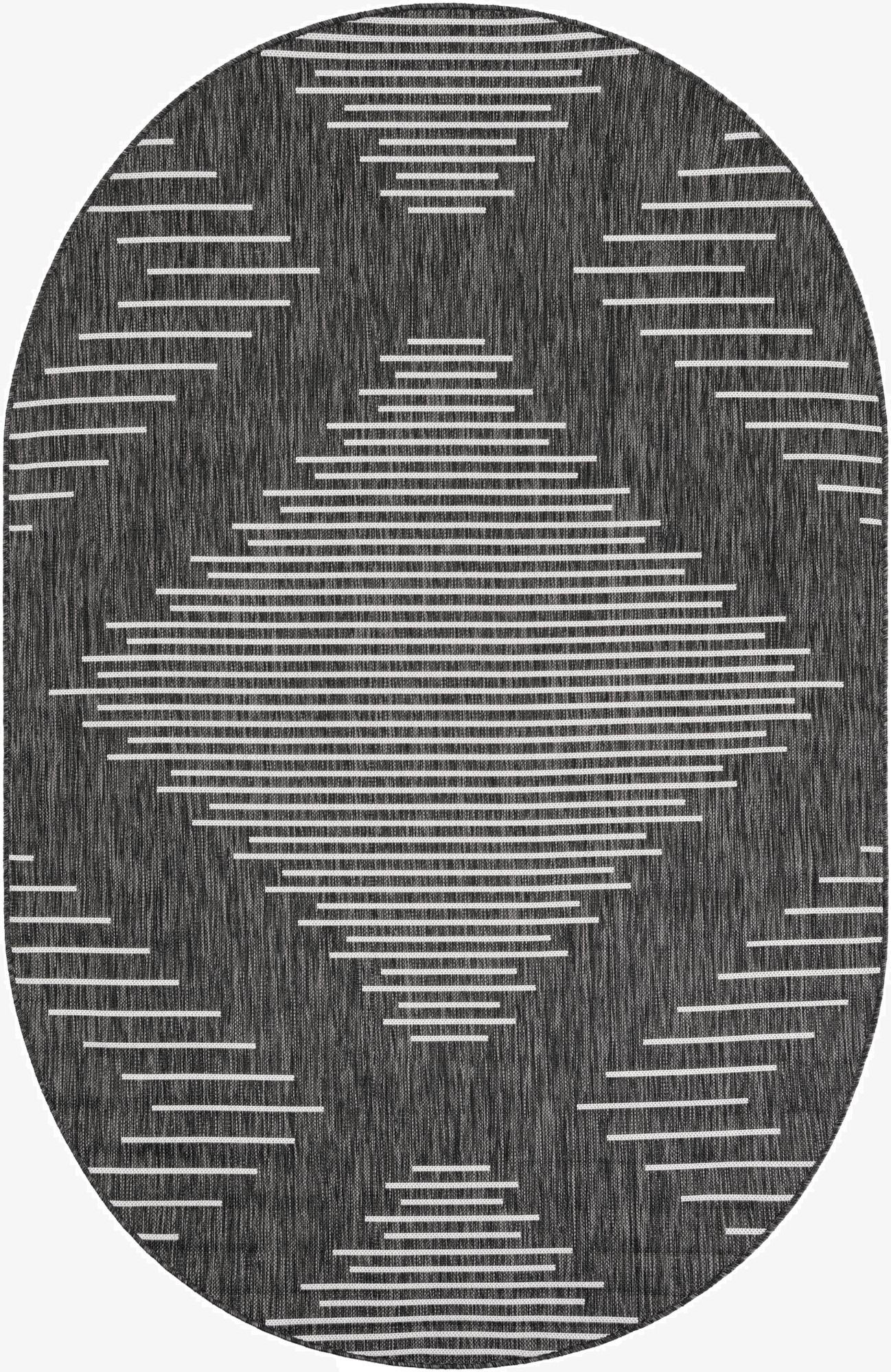  5' 3 x 8'  Washable Modern Indoor / Outdoor Oval Rug