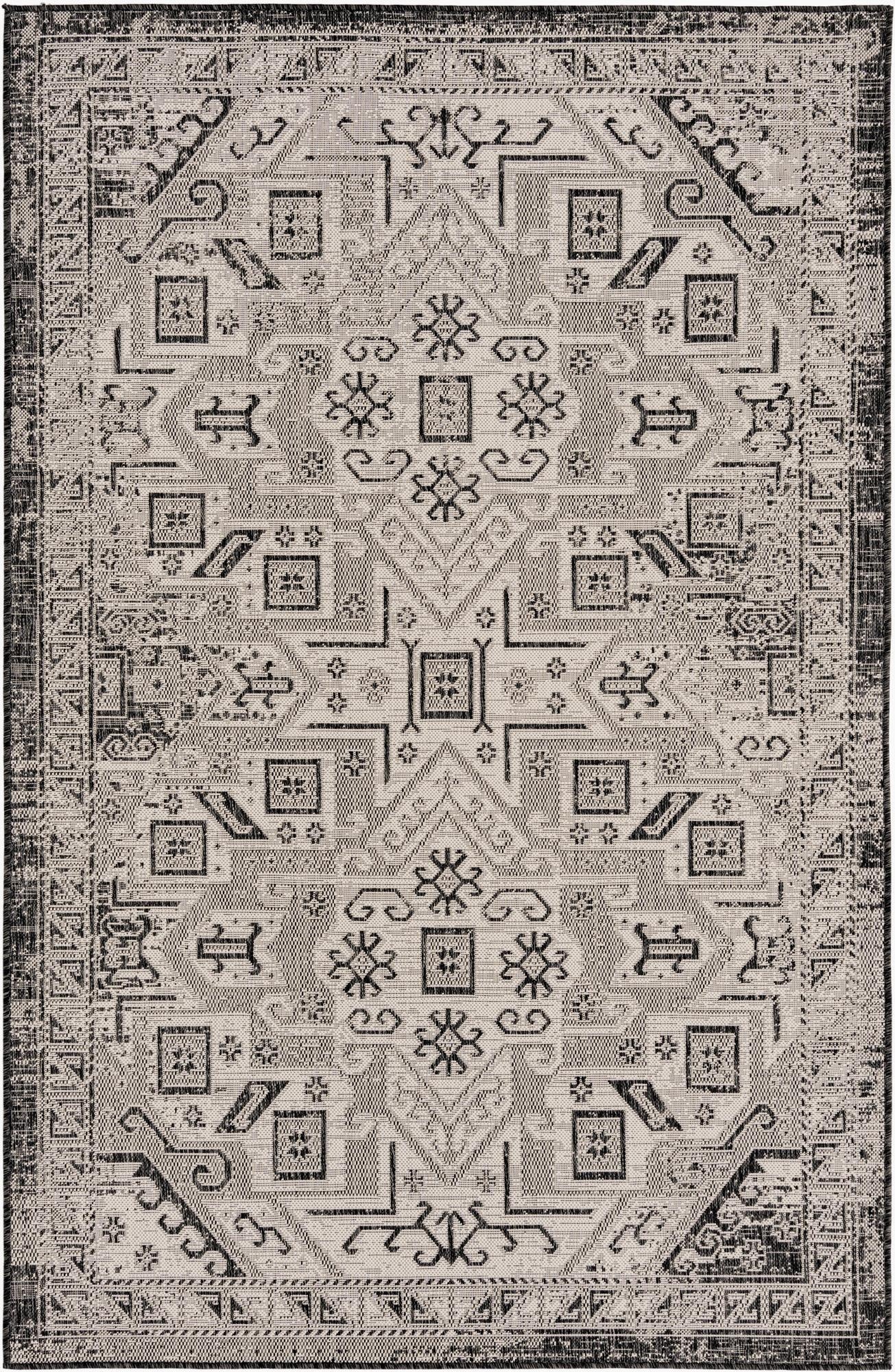 Primary image  5' 3 x 8'  Washable Aztec Indoor / Outdoor Rug