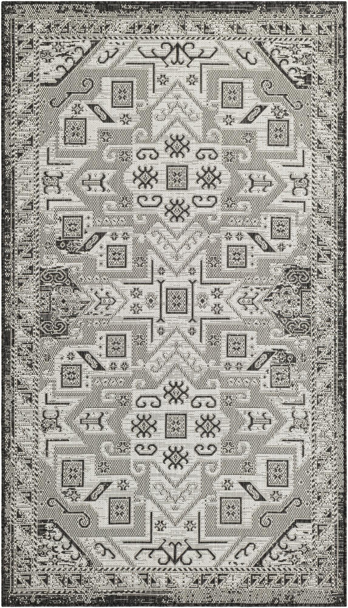  4' x 7'  Washable Aztec Indoor / Outdoor Rug