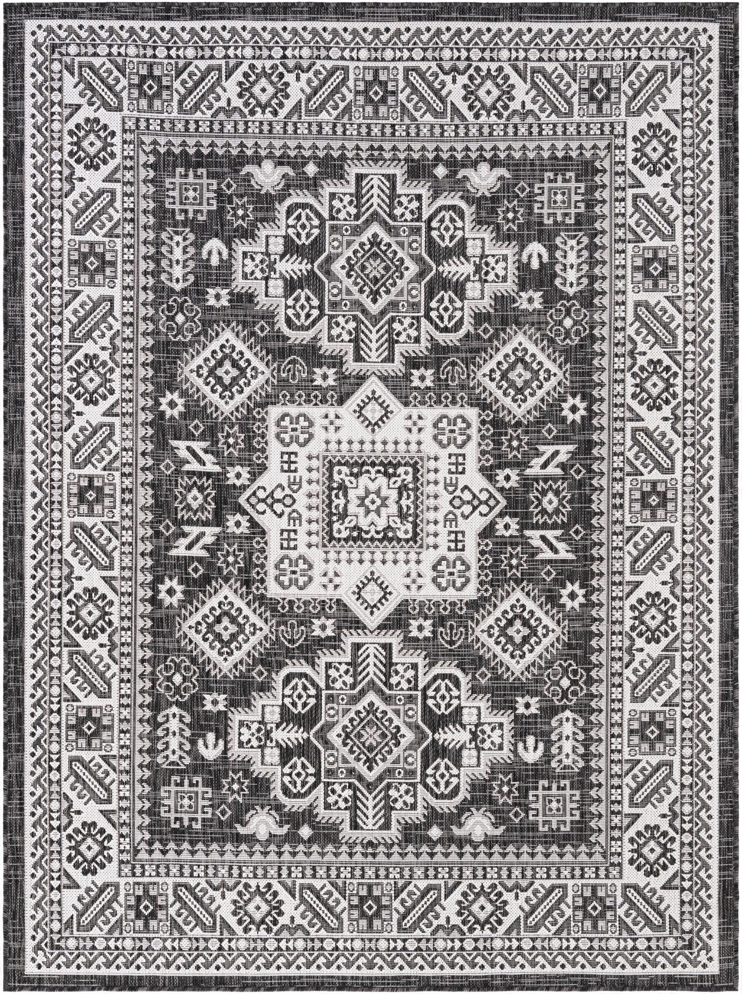  5' 3 x 7'  Washable Aztec Indoor / Outdoor Rug
