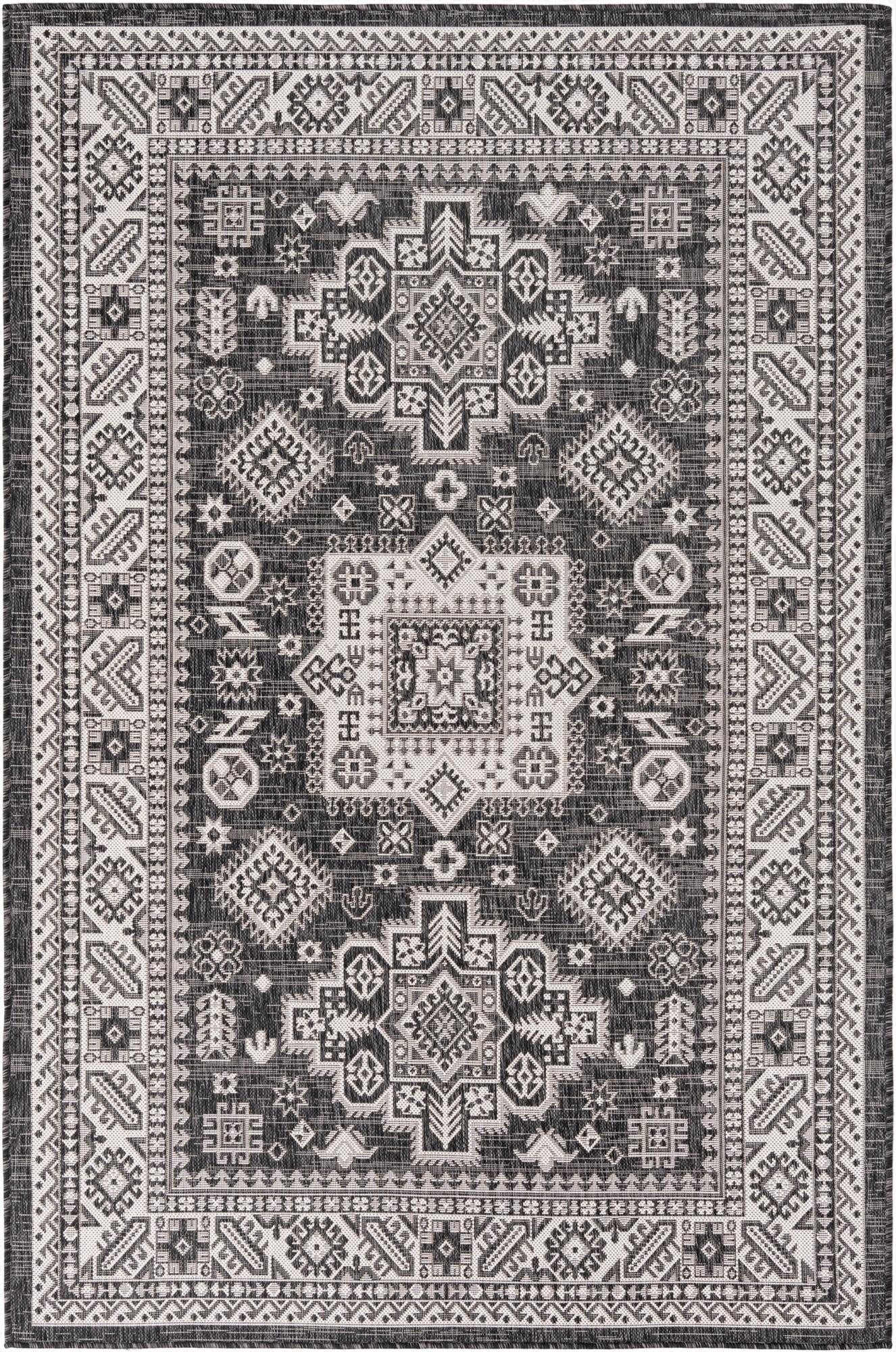  5' 3 x 8'  Washable Aztec Indoor / Outdoor Rug