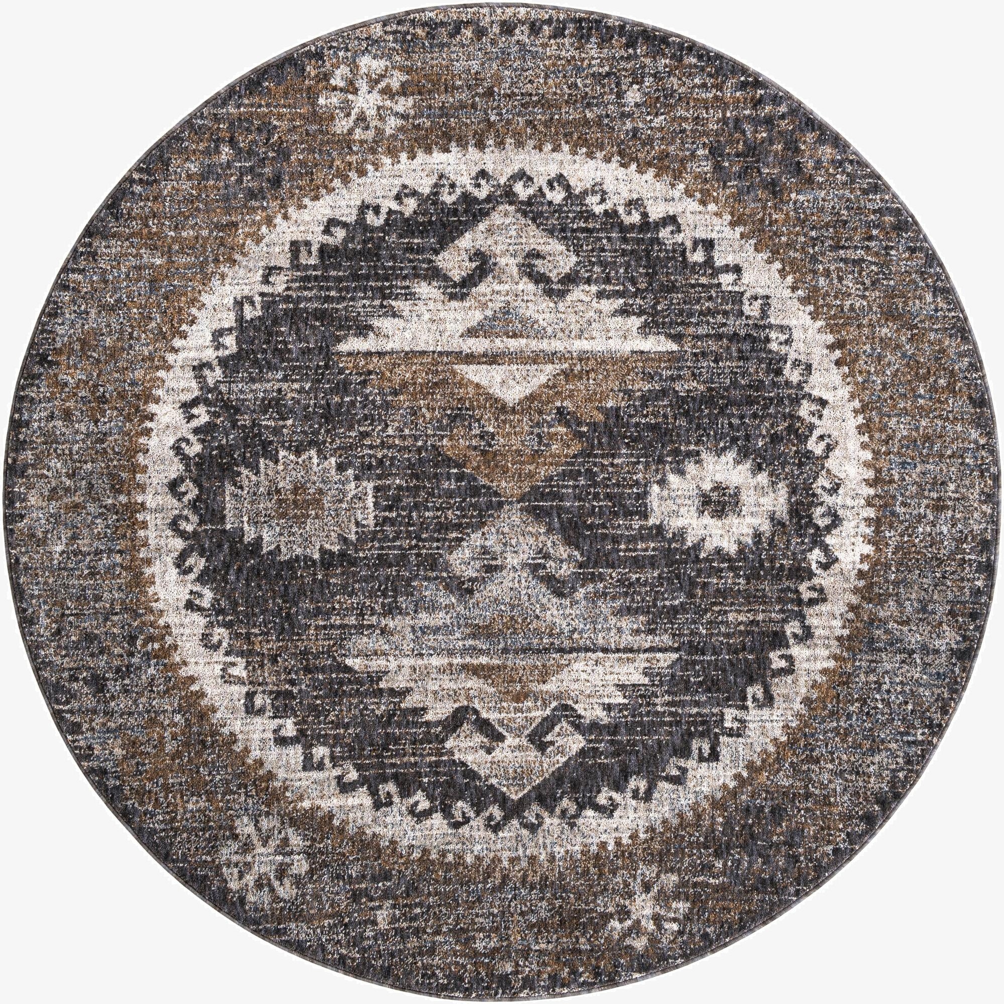 Primary image  5' 3 x 5' 3 Eco Southwestern Round Rug