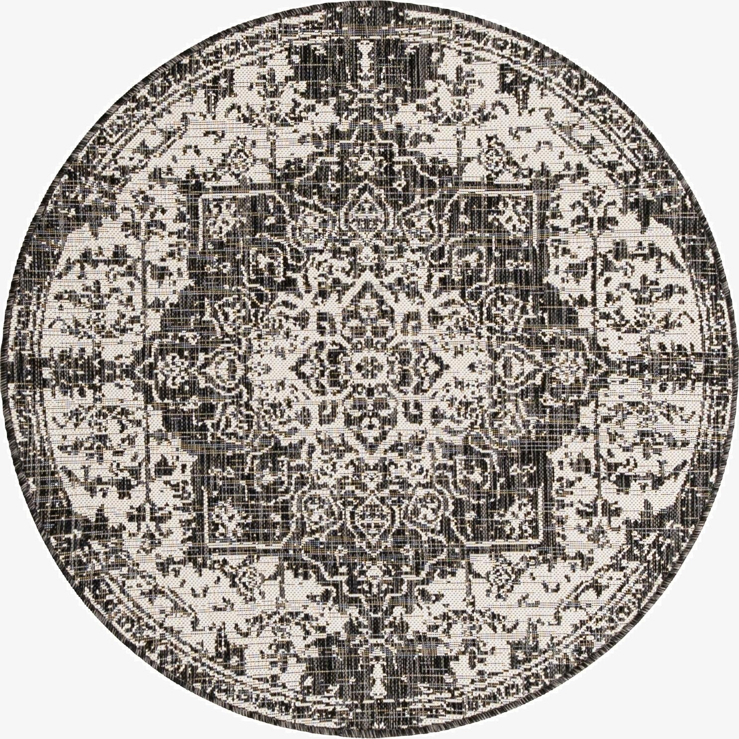  4' x 4'  Washable Jill Zarin Dubai Indoor / Outdoor Round Rug