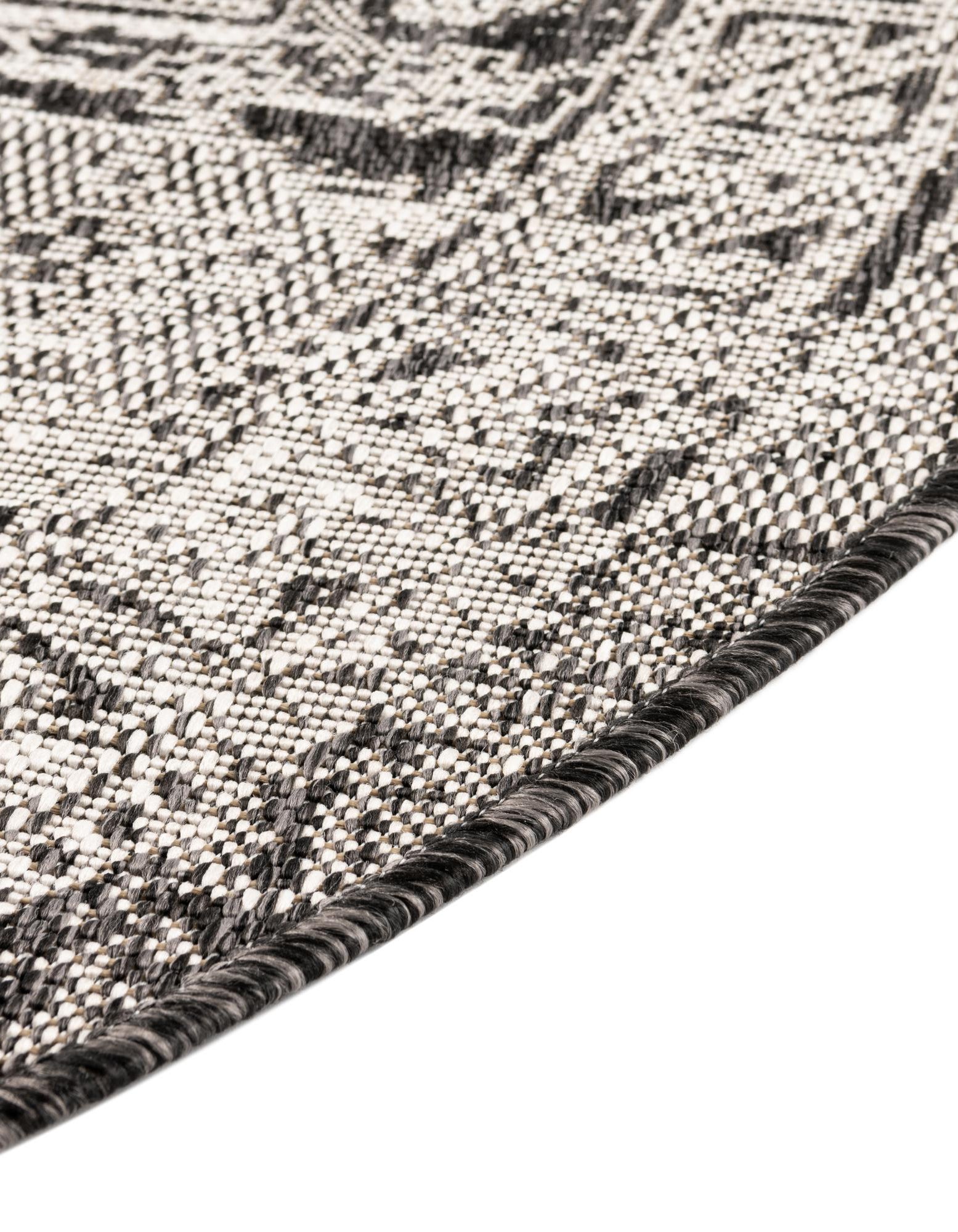 Charcoal Gray 5' 3 x 5' 3 Aztec Indoor / Outdoor Round Rug | Rugs.com