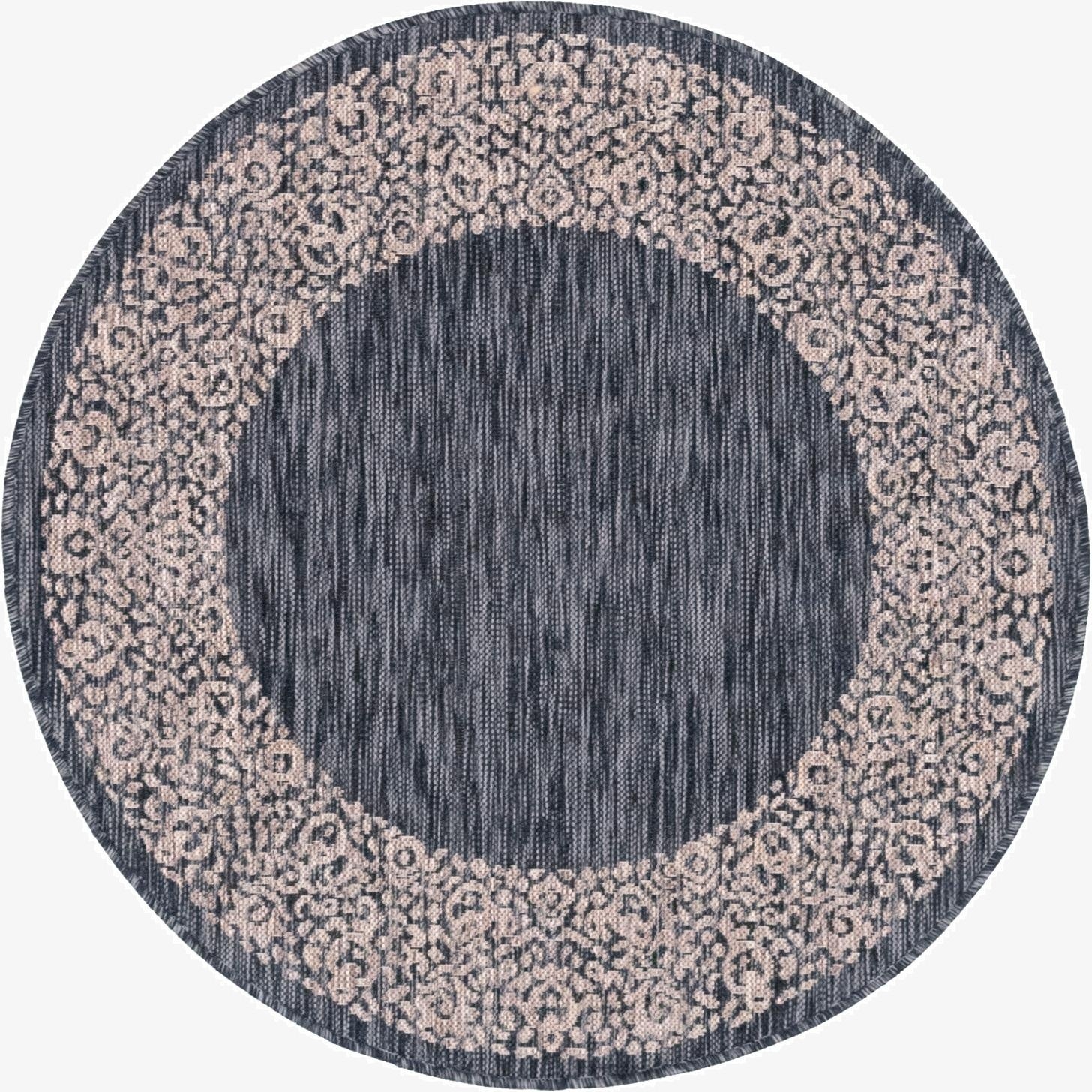  4' x 4'  Washable Border Indoor / Outdoor Round Rug