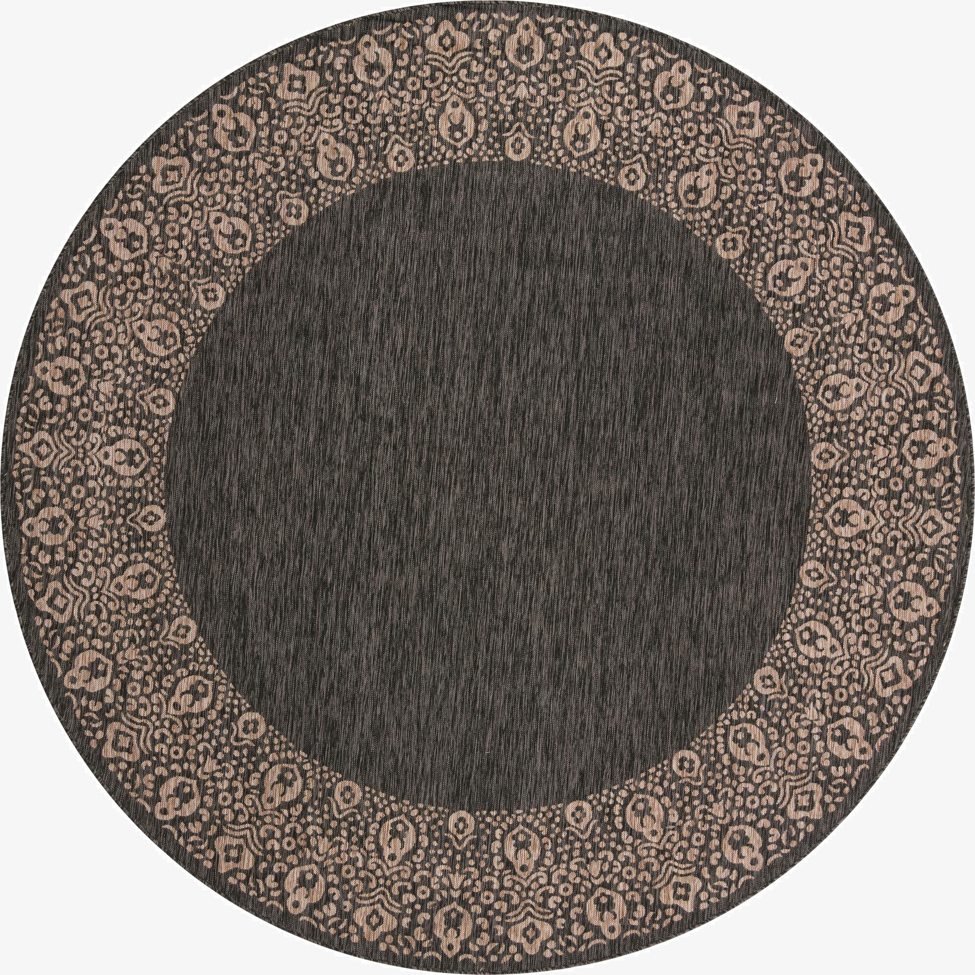  10' 8 x 10' 8  Washable Border Indoor / Outdoor Round Rug