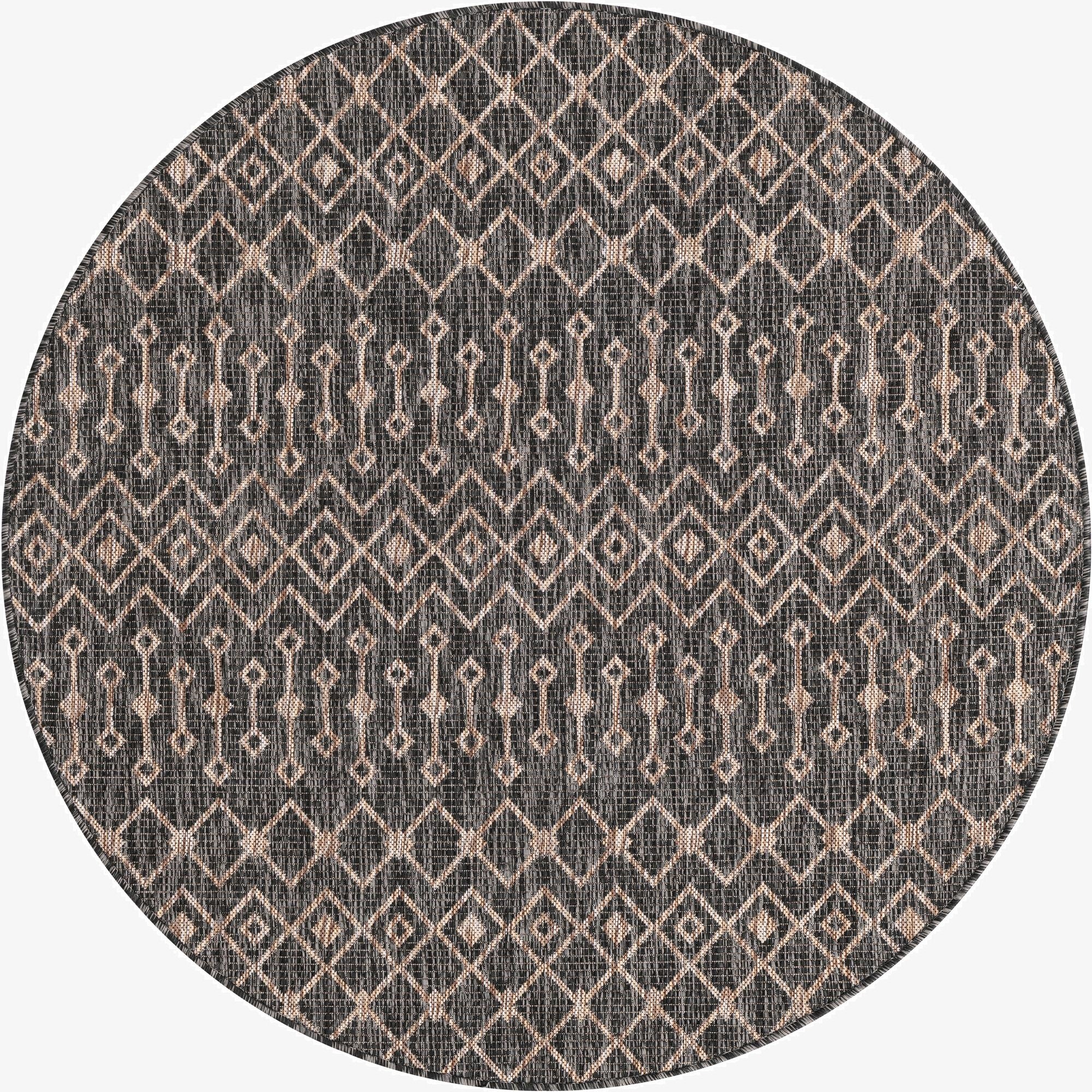  5' 3 x 5' 3  Washable Lattice Indoor / Outdoor Round Rug