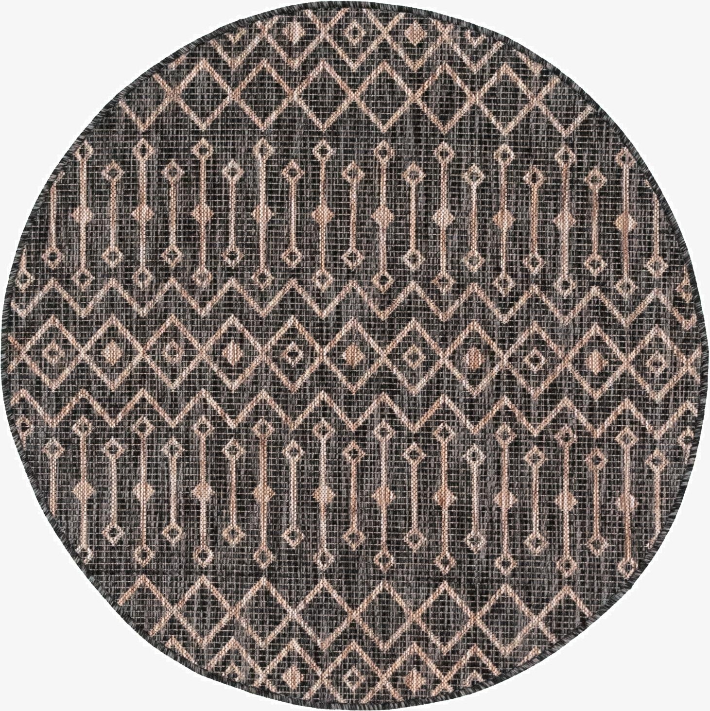  4' x 4'  Washable Lattice Indoor / Outdoor Round Rug