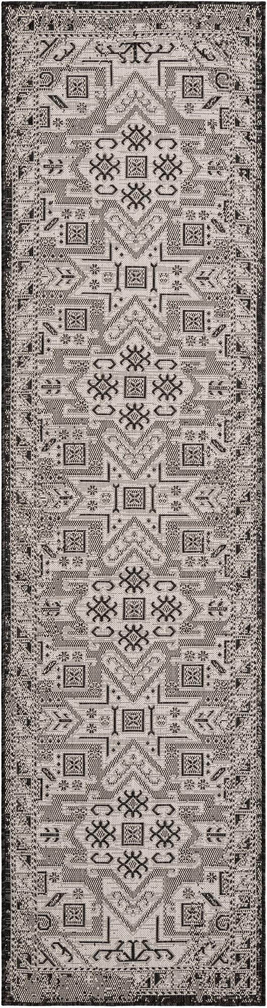  2' 7 x 10'  Washable Aztec Indoor / Outdoor Runner Rug