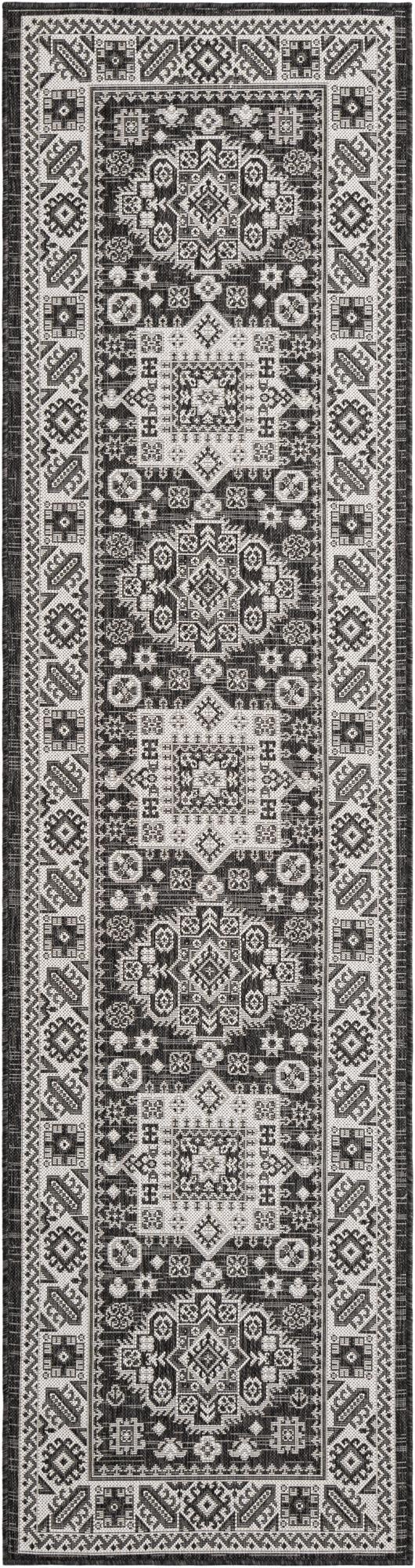  2' 7 x 10'  Washable Aztec Indoor / Outdoor Runner Rug