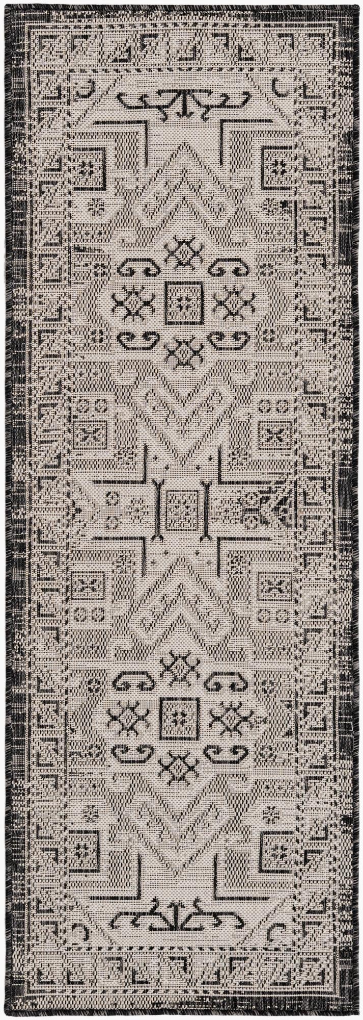  2' x 6'  Washable Aztec Indoor / Outdoor Runner Rug
