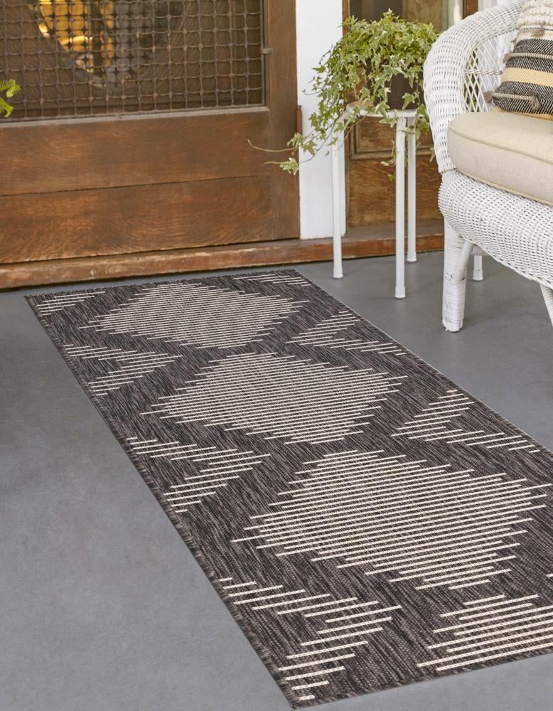 Charcoal Gray 3' 3 x 14' Modern Indoor / Outdoor Runner Rug | Rugs.com
