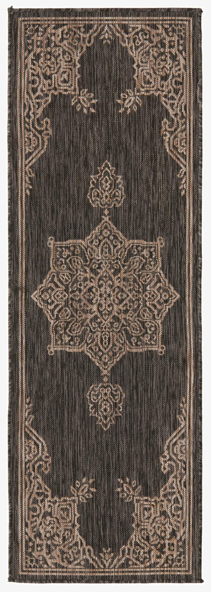  2' x 6'  Washable Traditional Indoor / Outdoor Runner Rug