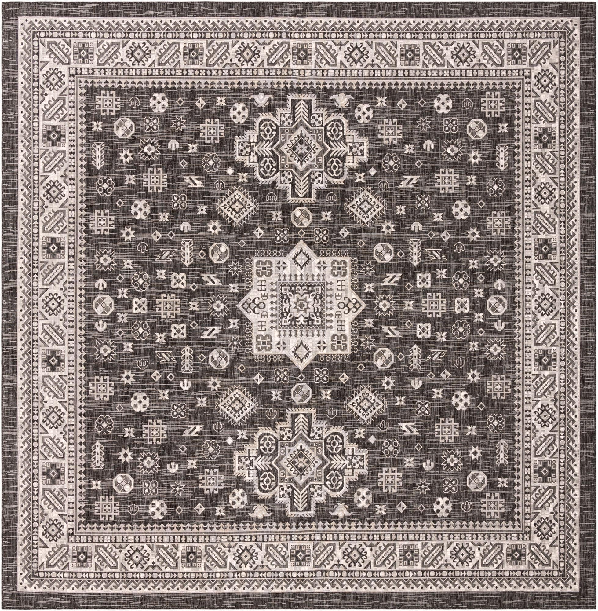  13' x 13'  Washable Aztec Indoor / Outdoor Square Rug