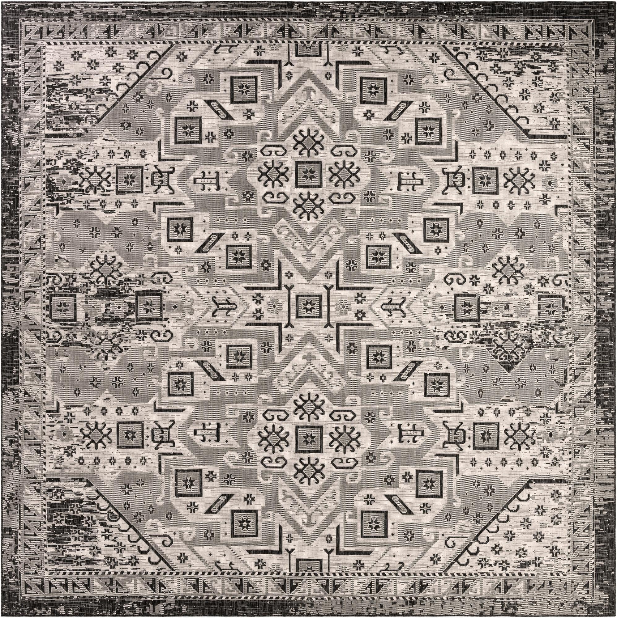  13' x 13'  Washable Aztec Indoor / Outdoor Square Rug