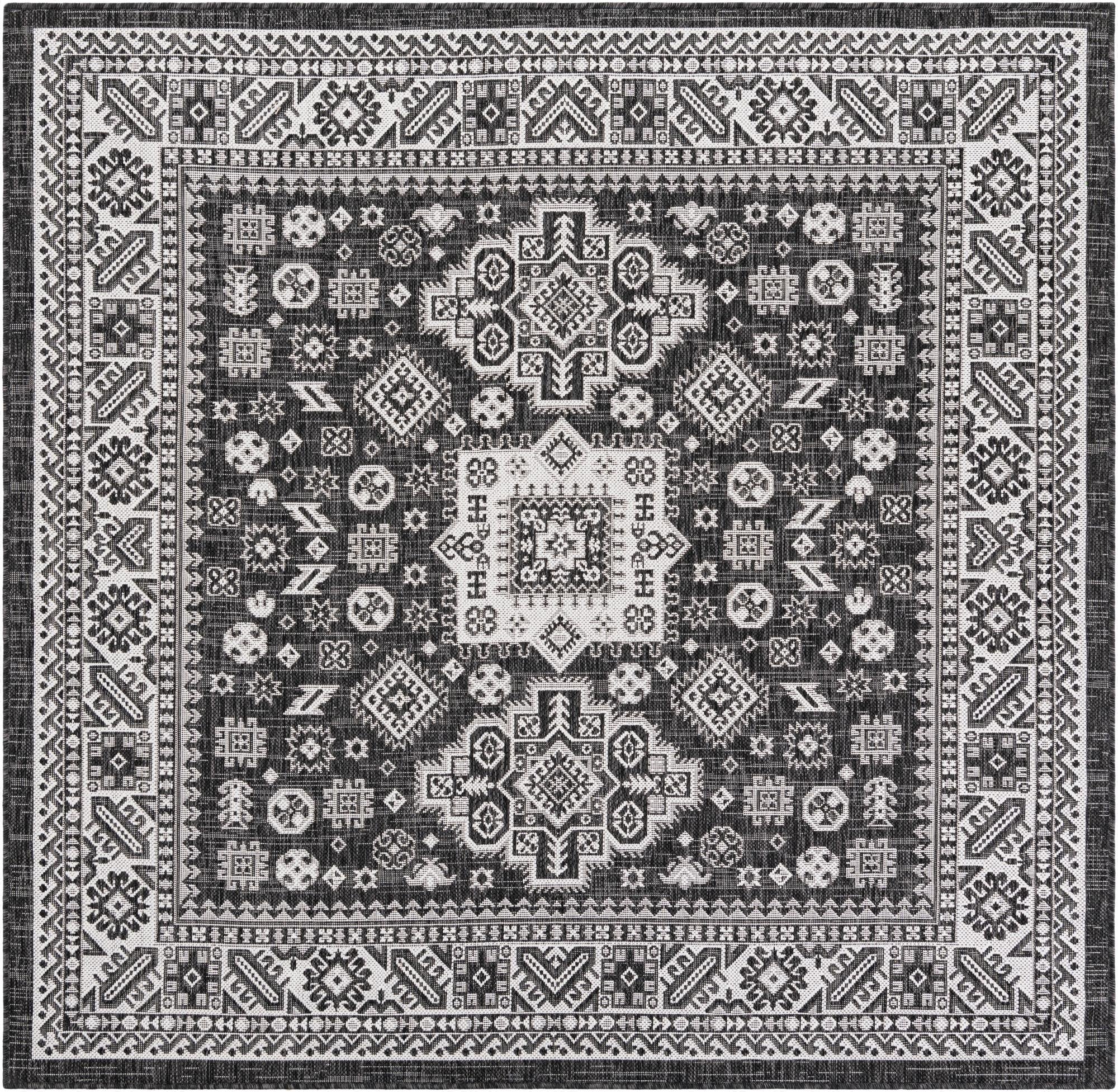  6' x 6'  Washable Aztec Indoor / Outdoor Square Rug