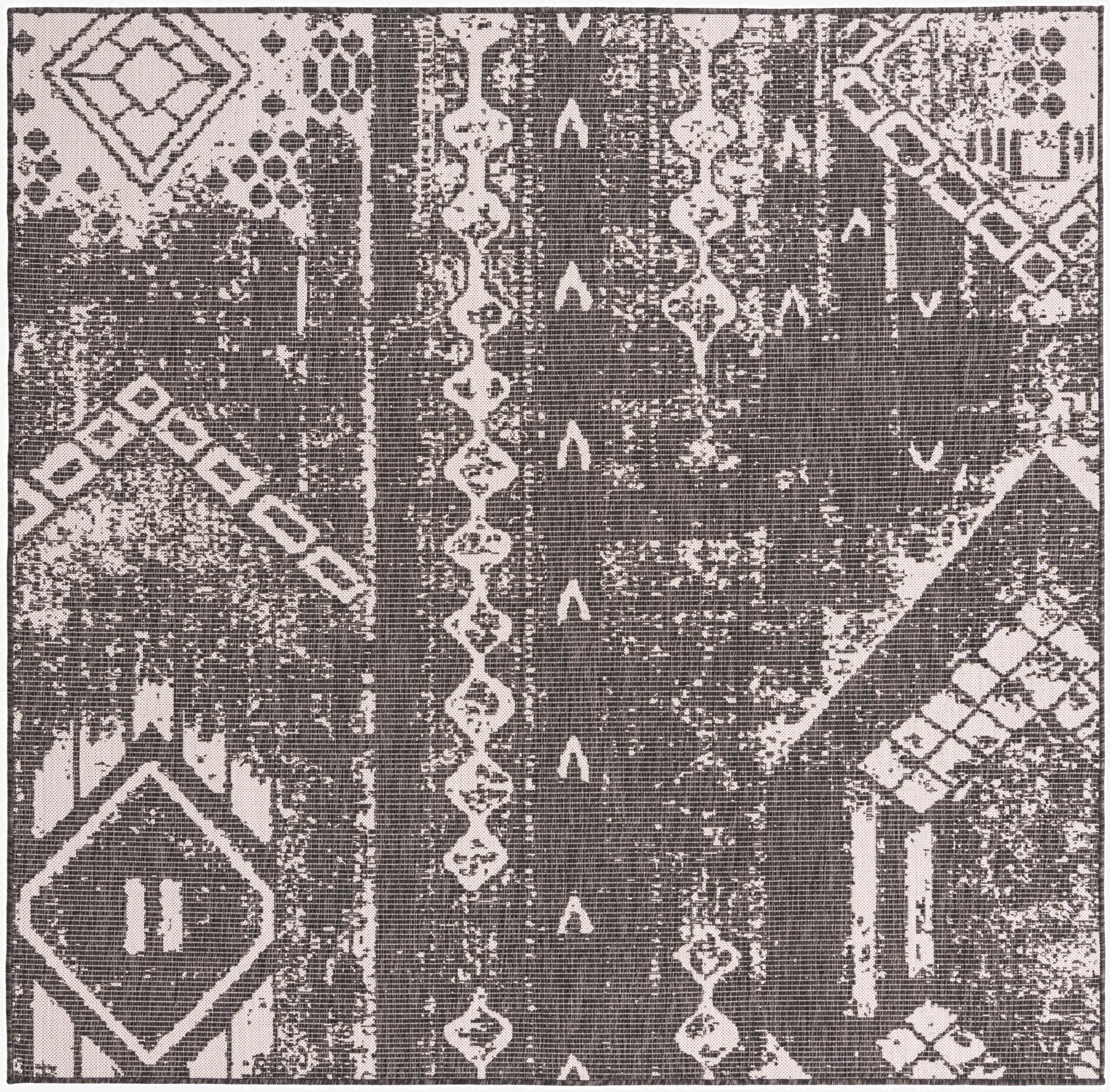  7' x 7'  Washable Bohemian Indoor / Outdoor Square Rug