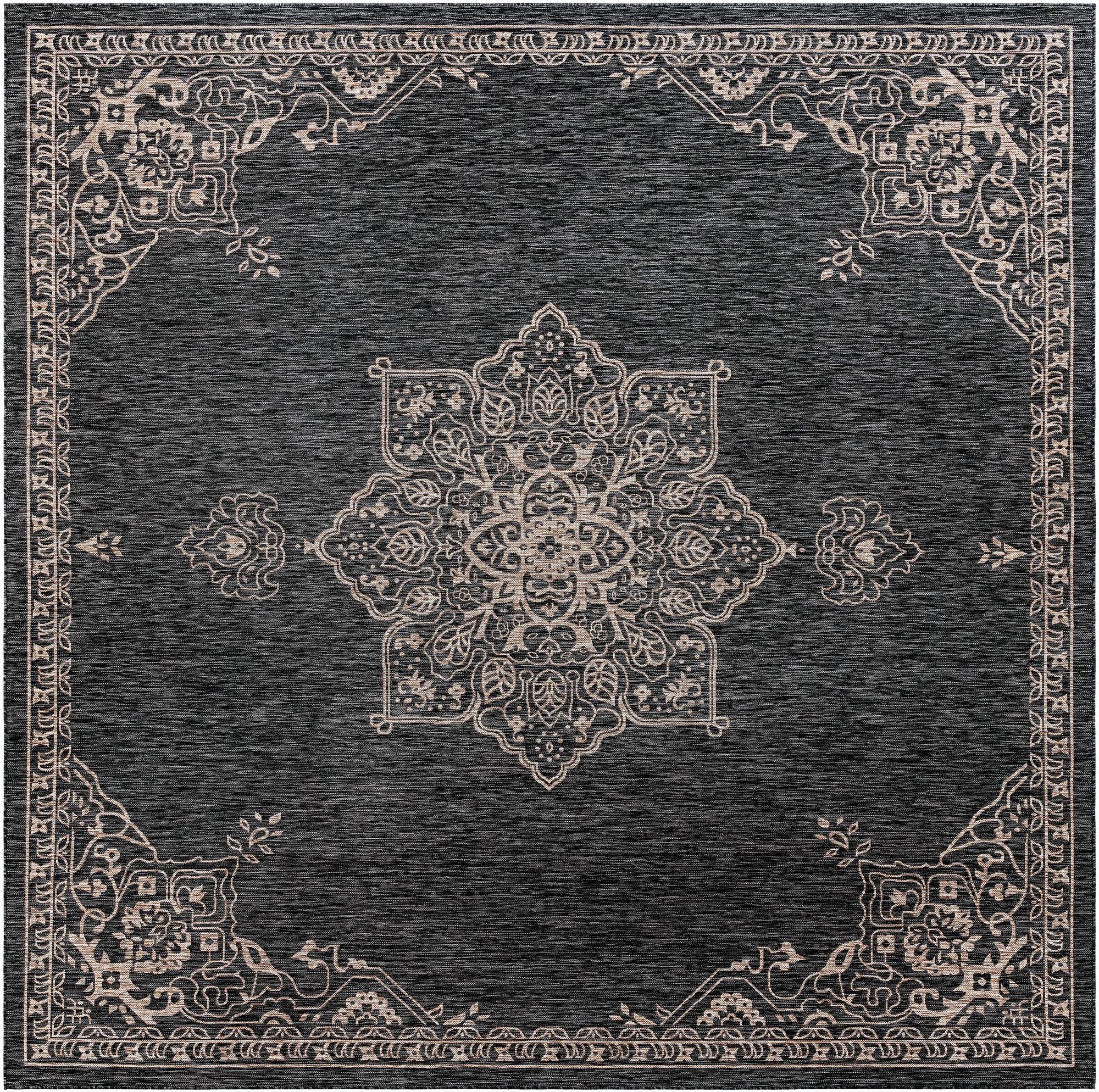  13' x 13'  Washable Traditional Indoor / Outdoor Square Rug